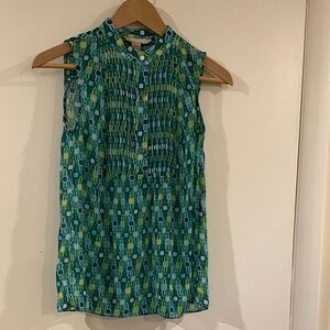 Banana Republic Teal & Lime Geometric Sleeveless Camisole